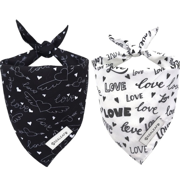 Realeaf Other - Realeaf Dog Bandana, Triangle Reversible Love Pet Scarf for boys or girls,NWT